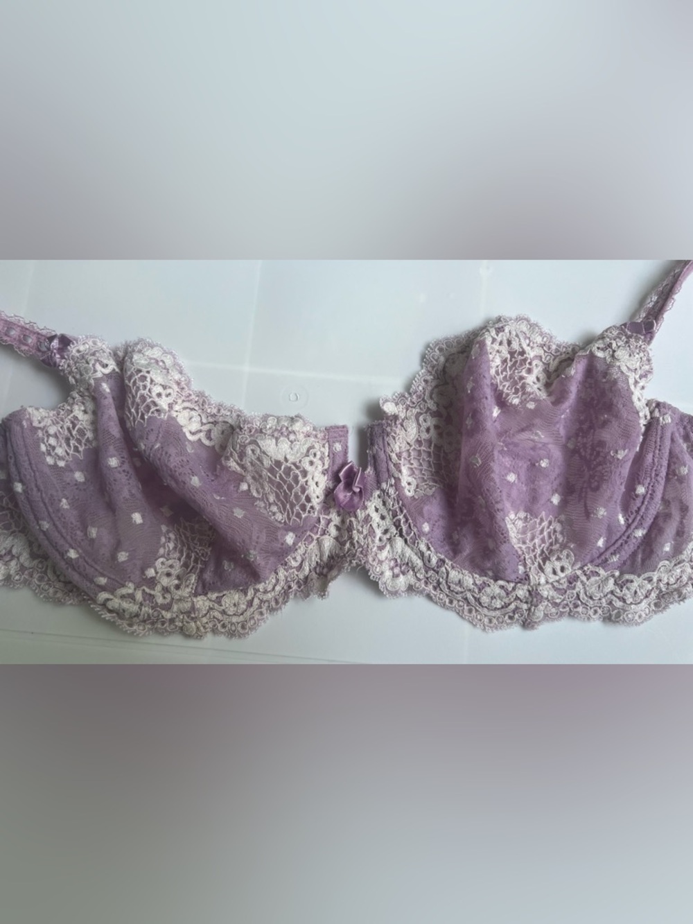 Felina Lavender Lace Underwire Bra with Cream Trim